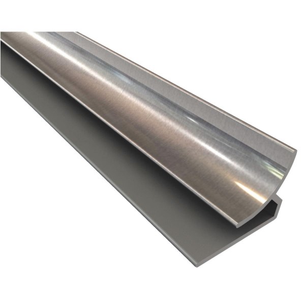Fasade 18 In. Thermoplastic Inside Corner Backsplash Trim, Brushed Aluminum - Iieemm