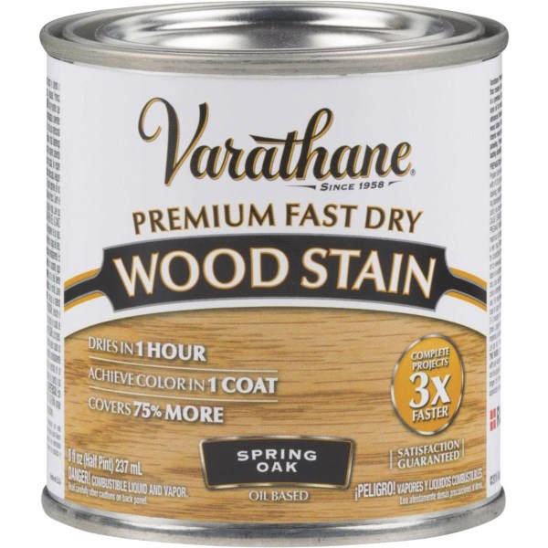 Varathane Fast Dry Spring Oak Urethane Modified Alkyd Interior Wood Stain, 1/2 Pt. - Iieemm