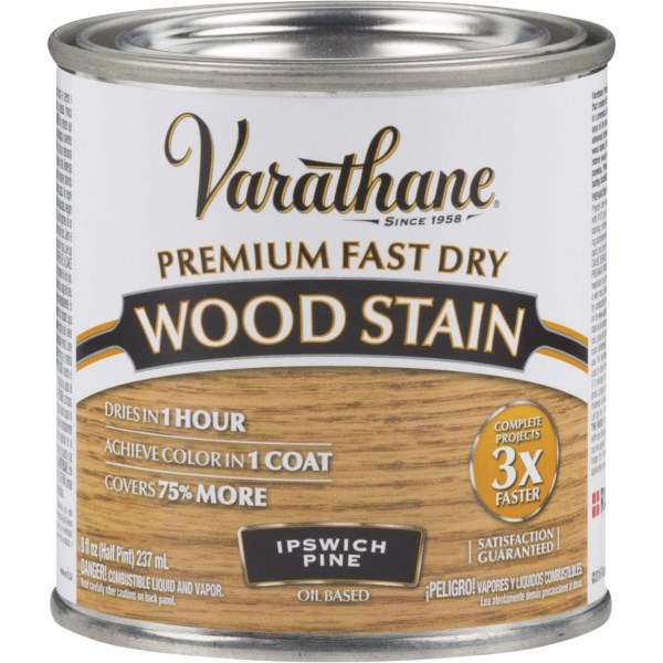 Varathane Fast Dry Ipswich Pine Urethane Modified Alkyd Interior Wood Stain, 1/2 Pt. - Iieemm