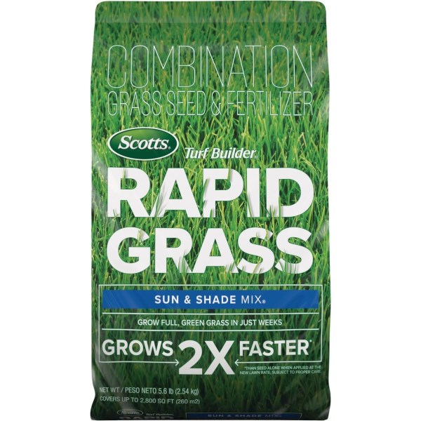 Scotts Turf Builder Rapid Grass 5.6 Lb. 2800 Sq. Ft. Coverage Sun & Shade Mix Seed & Fertilizer Combination - Iieemm