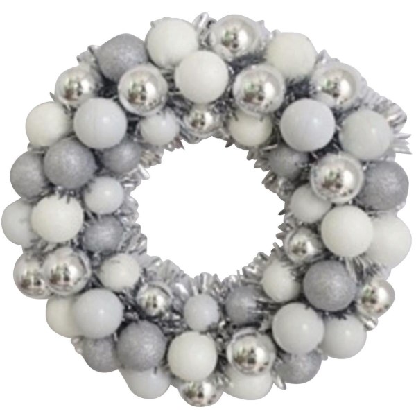 Youngcraft 16 In. Silver & White Shatterproof Ornament Wreath - Iieemm