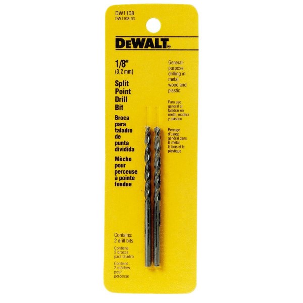 DEWALT 1/8 In. Gold Ferrous Oxide Pilot Point Drill Bit (2-Pack) - Iieemm