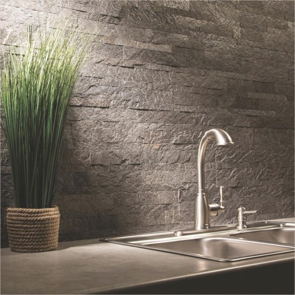 Aspect 6 In. x 24 In. Natural Stone Backsplash Peel & Stick, Frosted Quartz - Iieemm