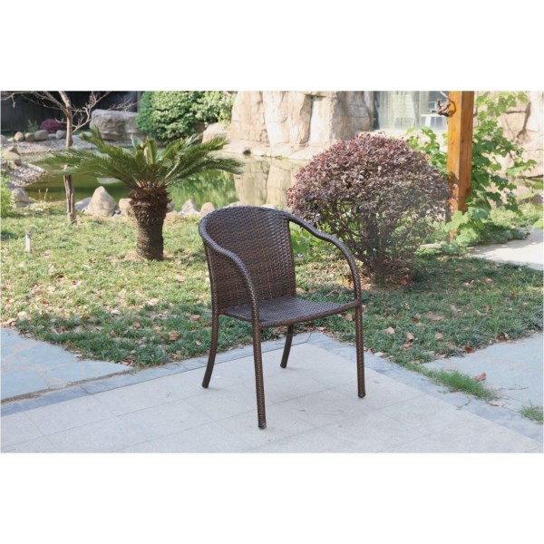 Coronado Casuals Brown Steel Frame Wicker Stackable Chair - Iieemm