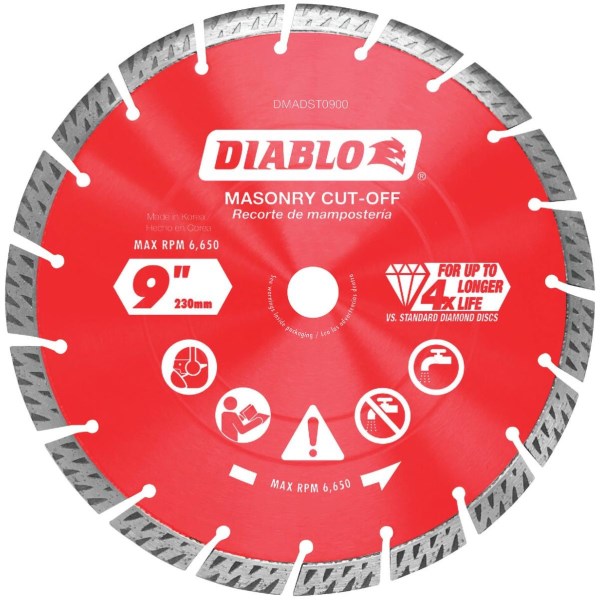 Diablo 9 In. Segmented Turbo Rim Dry/Wet Diamond Blade - Iieemm
