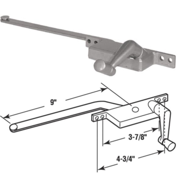 Operador Ventana Prime Line 22.86cm - Brazo Acero Endurecido Estilo Lágrima Bronce