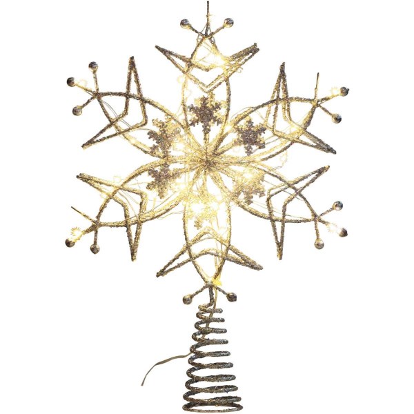 Alpine Silver LED 15 In. 6-Sided Star Christmas Tree Topper - Iieemm