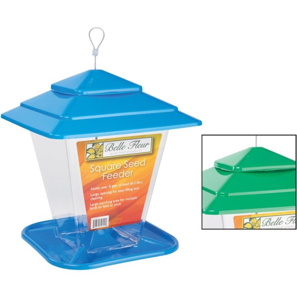 Stokes Select Belle Fleur Plastic 6.3 Lb. Capacity Square Hopper Bird Feeder - Iieemm