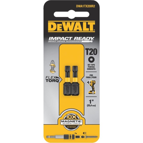 DEWALT FlexTorq 1 In. T20 TORX Insert Impact Screwdriver Bit (2-Pack) - Iieemm