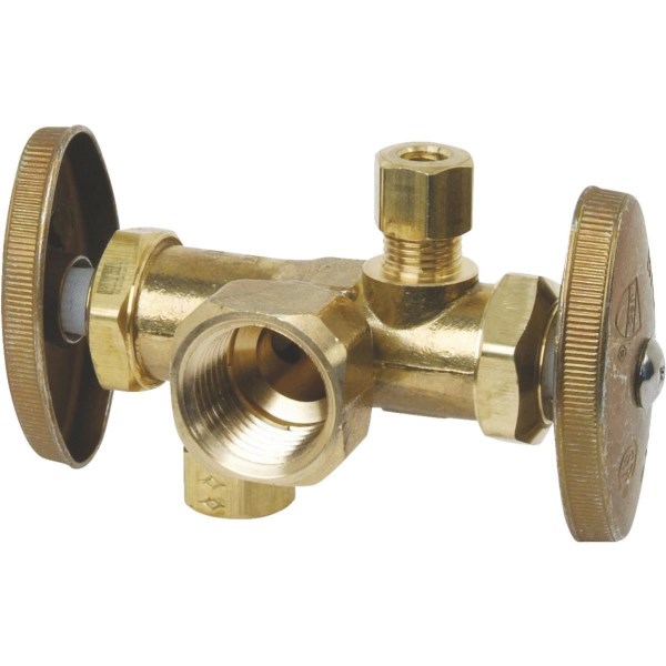 BrassCraft 1/2 In. F X 3/8 In. OD X 3/8 In. OD Rough Brass Dual Outlet Valve - Iieemm