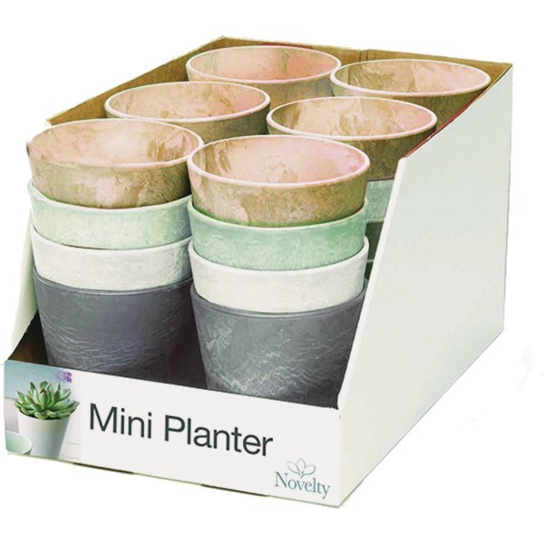 Novelty Artstone 3 In. Earth Tones Cache Planter (Assorted Colors) - Iieemm