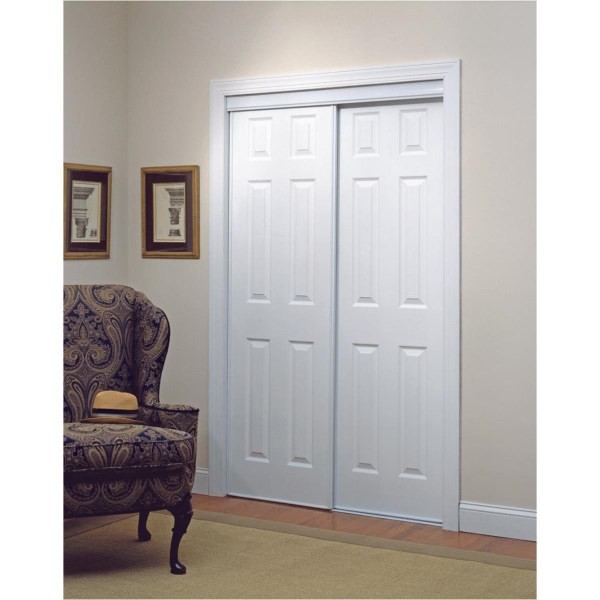 Erias 106 Series 47 In. W. x 80-1/2 In. H. White Vinyl Clad 6-Panel Bypass Door - Iieemm