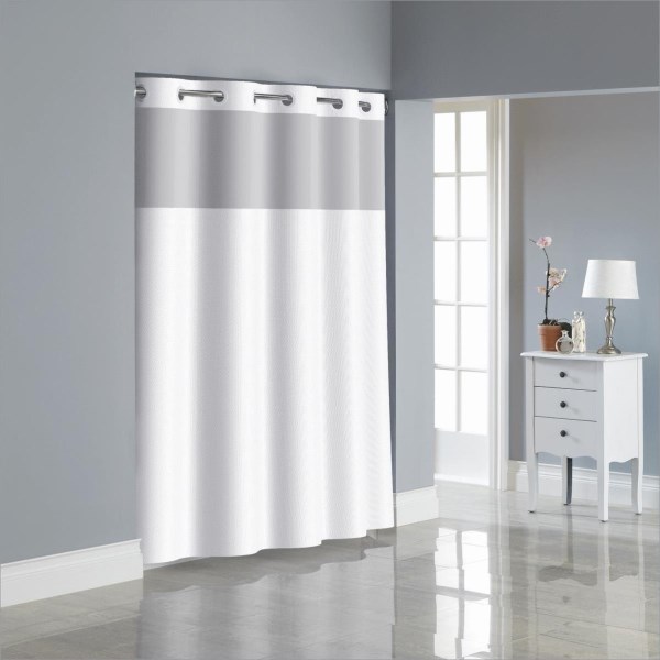 Surefit 71 In. x 74 in. Bright White Hookless Shower Curtain with PEVA Liner - Iieemm