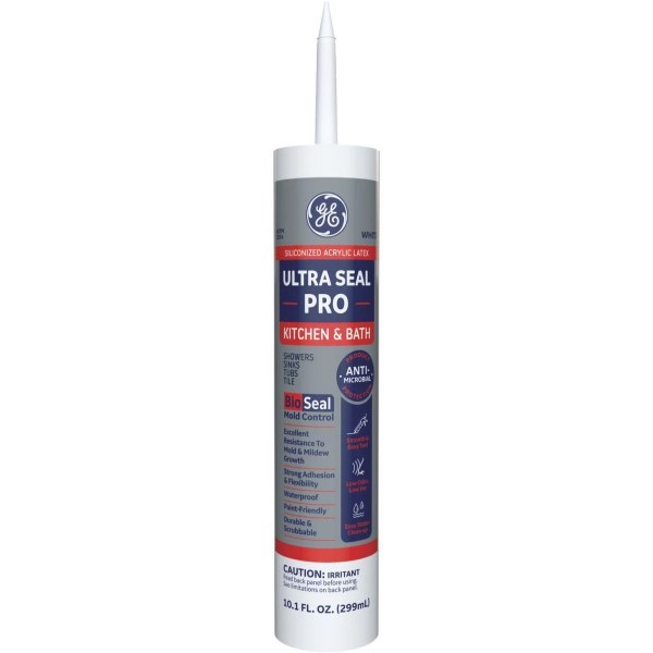 GE Ultra Seal Pro 10.1 Oz. White Siliconized Acrylic Latex Kitchen & Bath Caulk - Iieemm