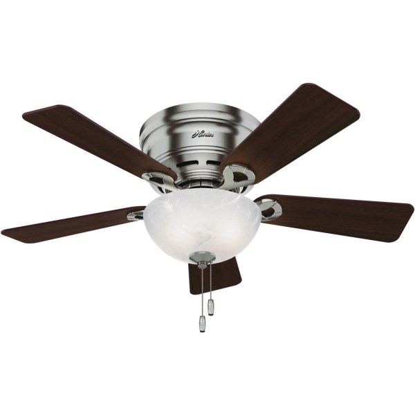 Hunter Haskell 42 In. Brushed Nickel Low Profile Ceiling Fan with LED Light Kit - Iieemm