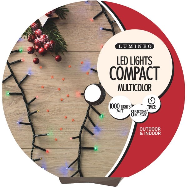 Lumineo Multi 1000-Bulb LED Compact Light Set with Dark Green Wire - Iieemm