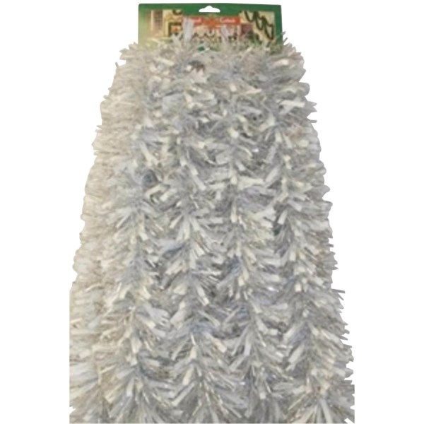 Youngcraft 10 Ft. White, Silver, & Snowstorm Tinsel Garland - Iieemm