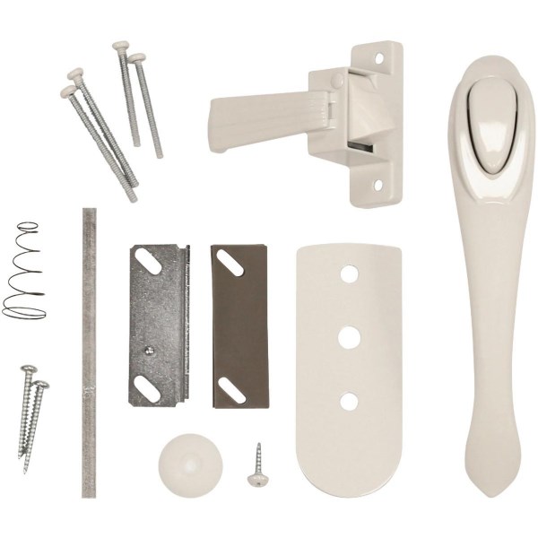 Larson Euro White Push Button Door Latch - Iieemm