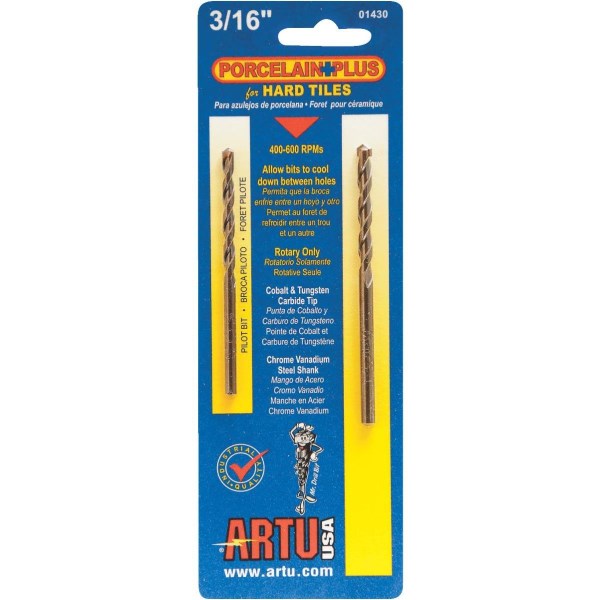 ARTU 3/16 In. x 3-1/2 In. Cobalt and Tungsten Carbide Glass & Tile Drill Bit - Iieemm