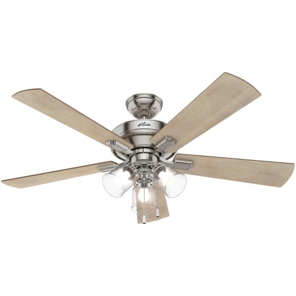Hunter Crestfield 52 In. Brushed Nickel Ceiling Fan with Light Kit - Iieemm