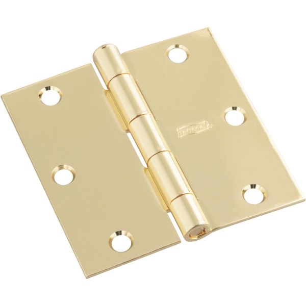 National 3 In. Polished Brass Square Door Hinge - Iieemm
