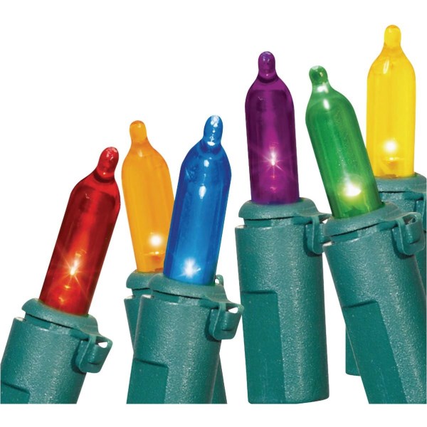 Multi 100-Bulb Mini Incandescent-Style LED String Light Set with Green Wire - Iieemm