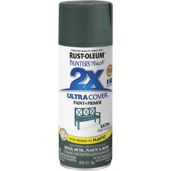 Rust-Oleum Painter’s Touch 2X Ultra Cover 12 Oz. Deep Forest Satin Spray Paint - Iieemm