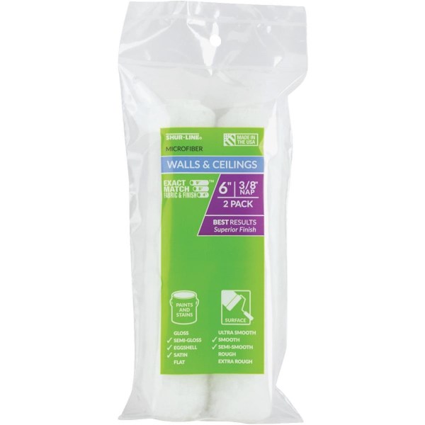 Shur-Line Shur-Flow 6 In. x 3/8 In. Mini Microfiber Roller Cover (2-Pack) - Iieemm