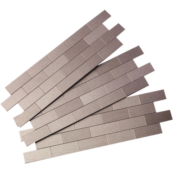Aspect 12 In. x 4 In. Aluminum Backsplash Peel & Stick, Stainless Steel Subway Tile - Iieemm