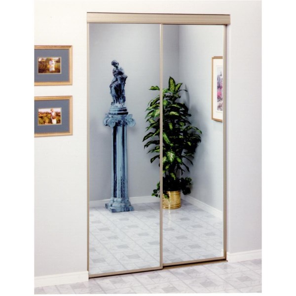 Erias 4050 Series 47 In. W. x 80-1/2 In. H. Mayan Gold Top Hung Mirrored Bypass Door - Iieemm
