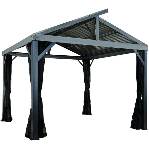 Sojag South Beach II 12 Ft. x 12 Ft. Light Gray Powder Coated Aluminum Hardtop Gazebo - Iieemm