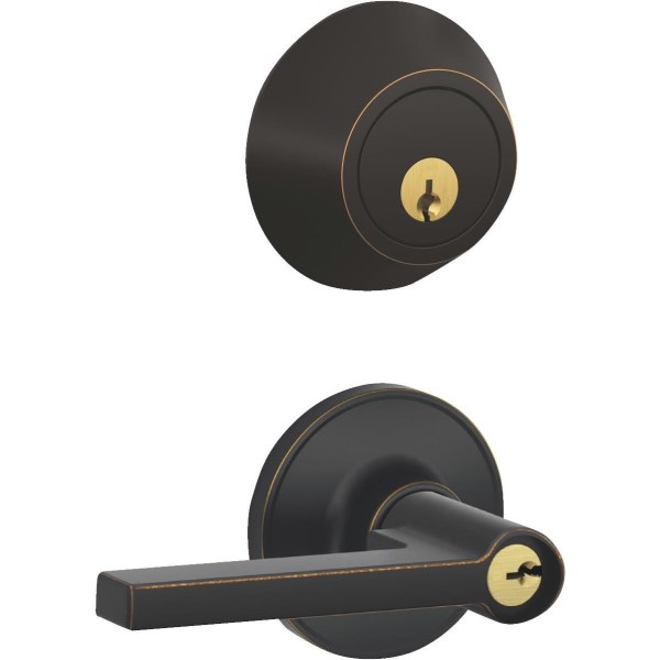 Dexter Solstice Aged Bronze Single Cylinder Deadbolt & Door Lever Combo - Iieemm