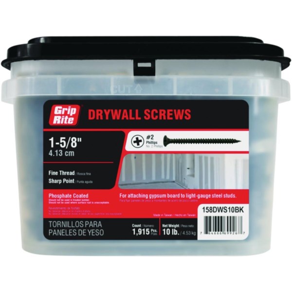 Grip-Rite #6 x 1-5/8 In. Fine Drywall Screw, 10 Lb. - Iieemm