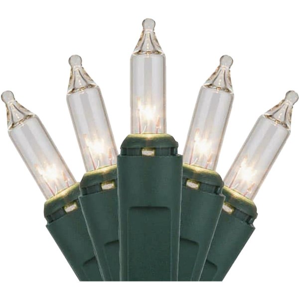 J Hofert Clear 300-Bulb Mini Incandescent String Light Set with Green Wire - Iieemm