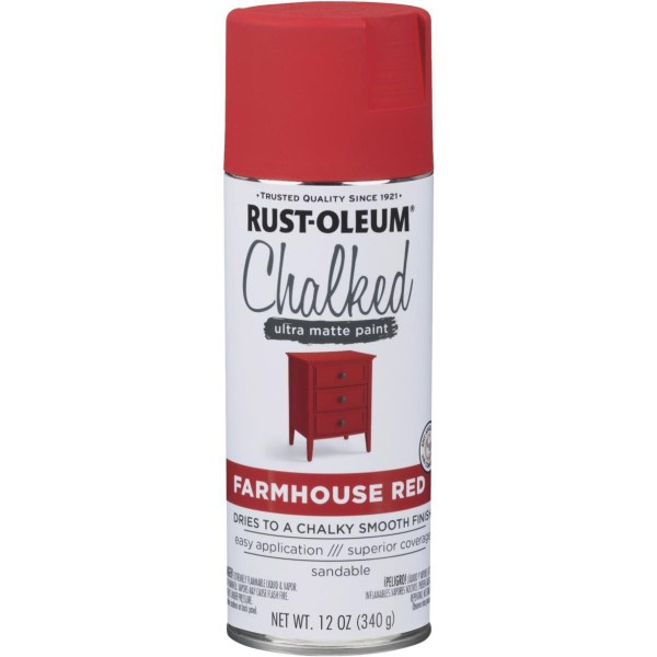 Rust-Oleum Chalked 12 Oz. Ultra Matte Farmhouse Red Chalk Spray Paint - Iieemm