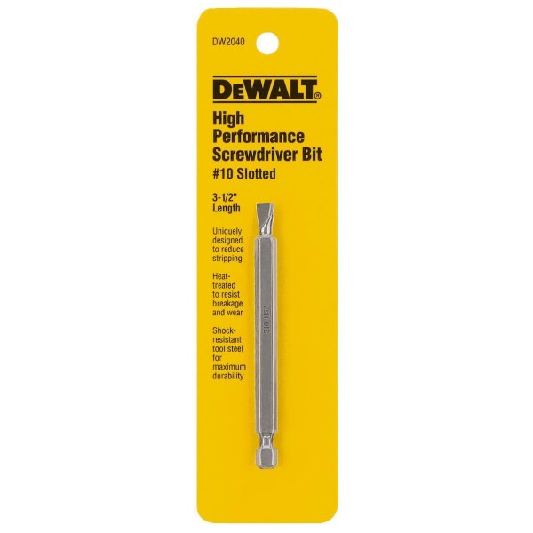 DEWALT Slotted #10 3-1/2 In. 1/4 In. Power Screwdriver Bit - Iieemm