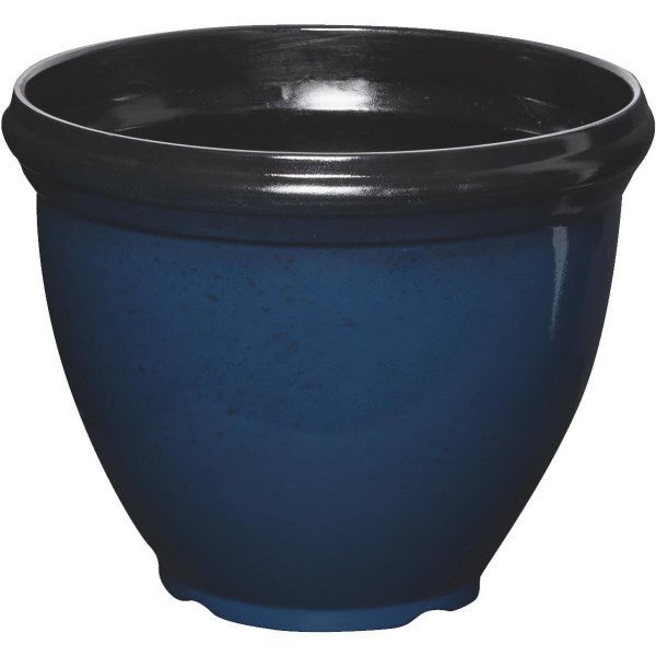 Southern Patio Heritage 15 In. Dia. x 12 In. H. Monaco Blue Resin Planter - Iieemm