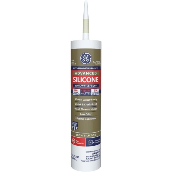 GE Advanced Silicone 2 Kitchen & Bath Sealant (GE5060), Almond, 10.1oz - Iieemm