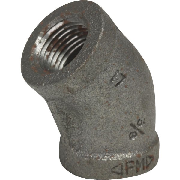 Anvil 2 In. 45 Deg. Malleable Black Iron Elbow (1/8 Bend) - Iieemm