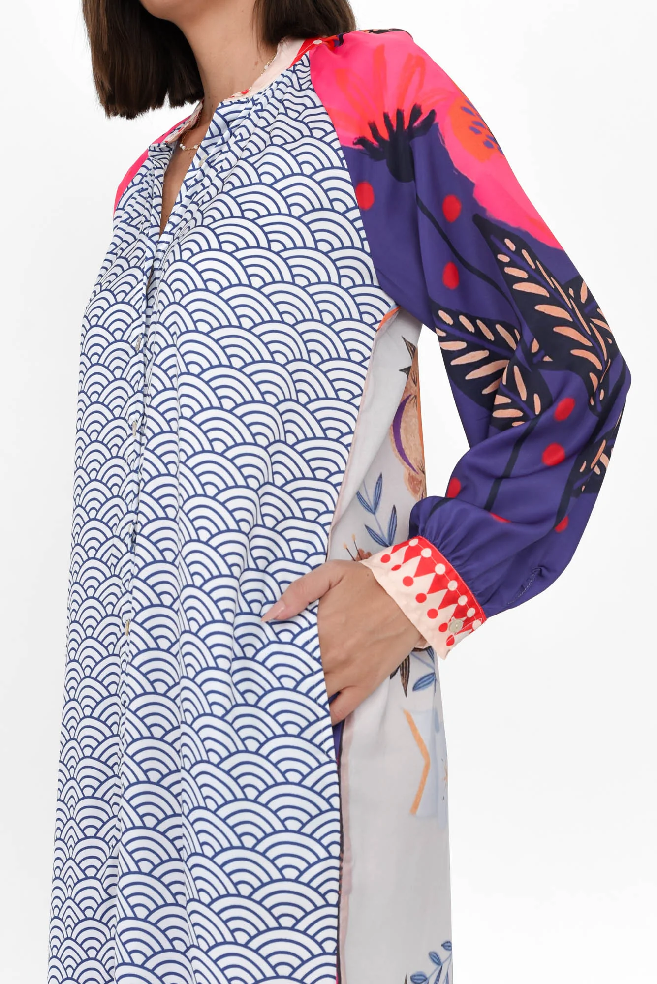 Maeva Navy Geo Shirt Dress