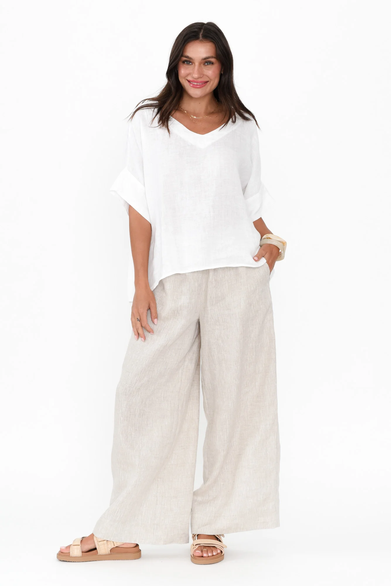 Kiro White Linen Top