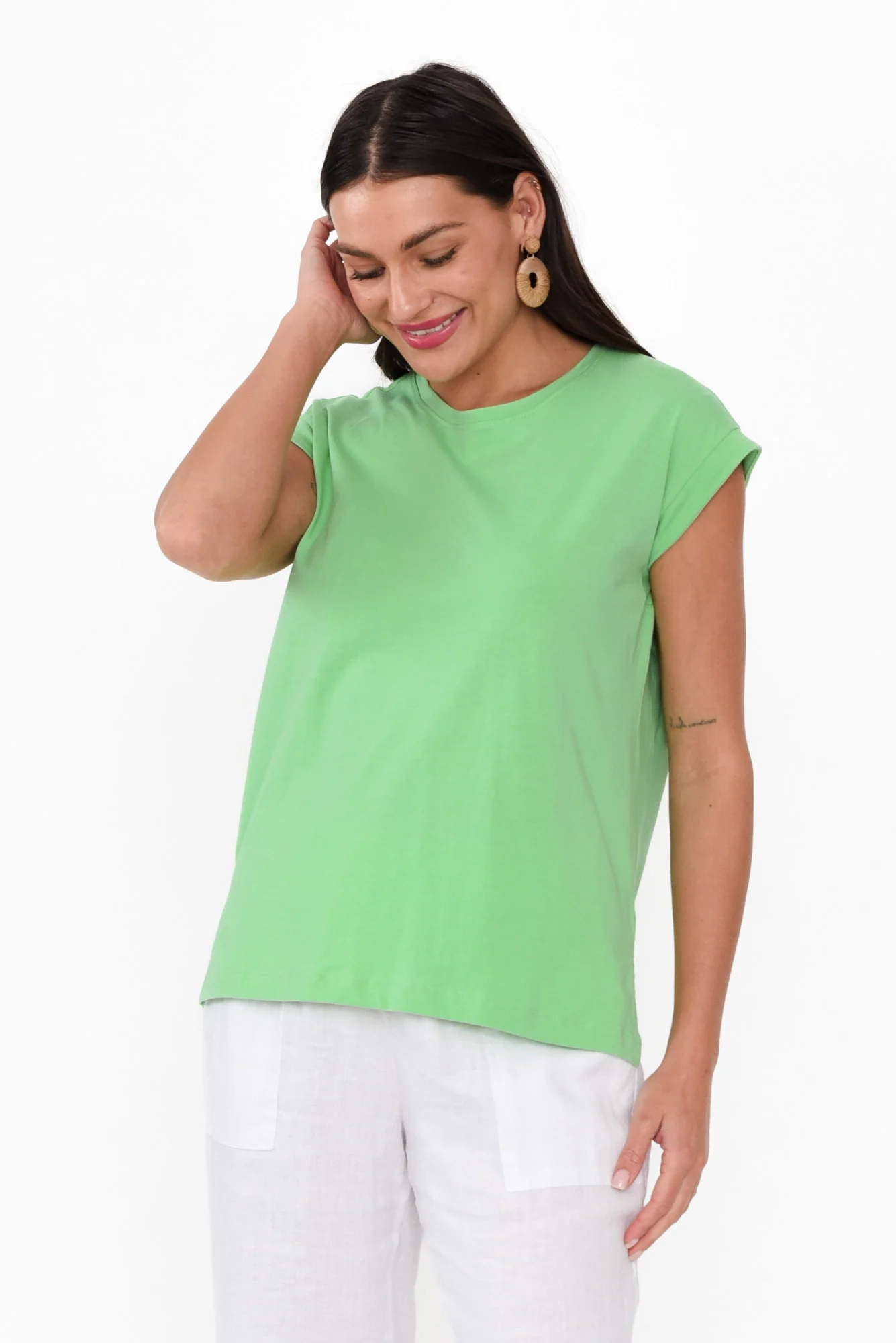 Michaela Green Cotton Top