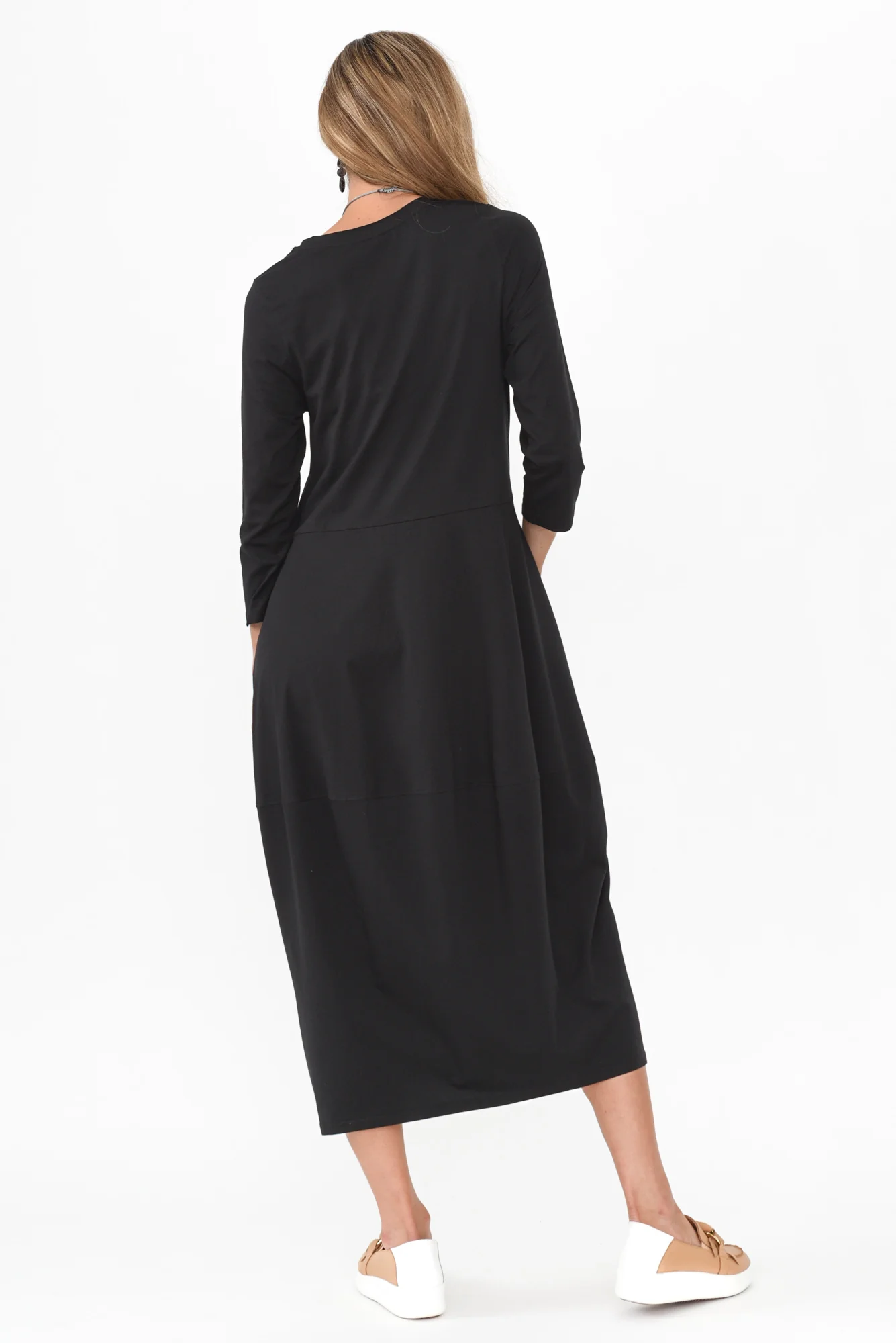 Marlyn Black Cotton Blend Balloon Dress