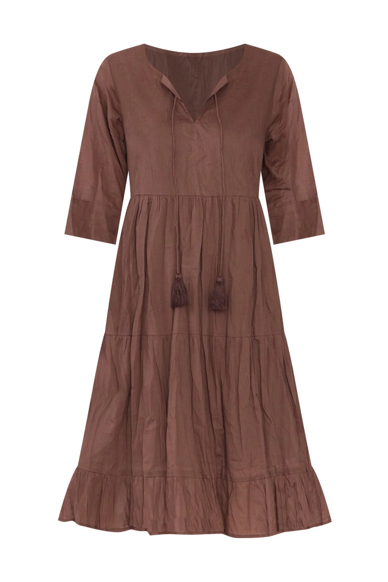 Milana Chocolate Crinkle Cotton Dress