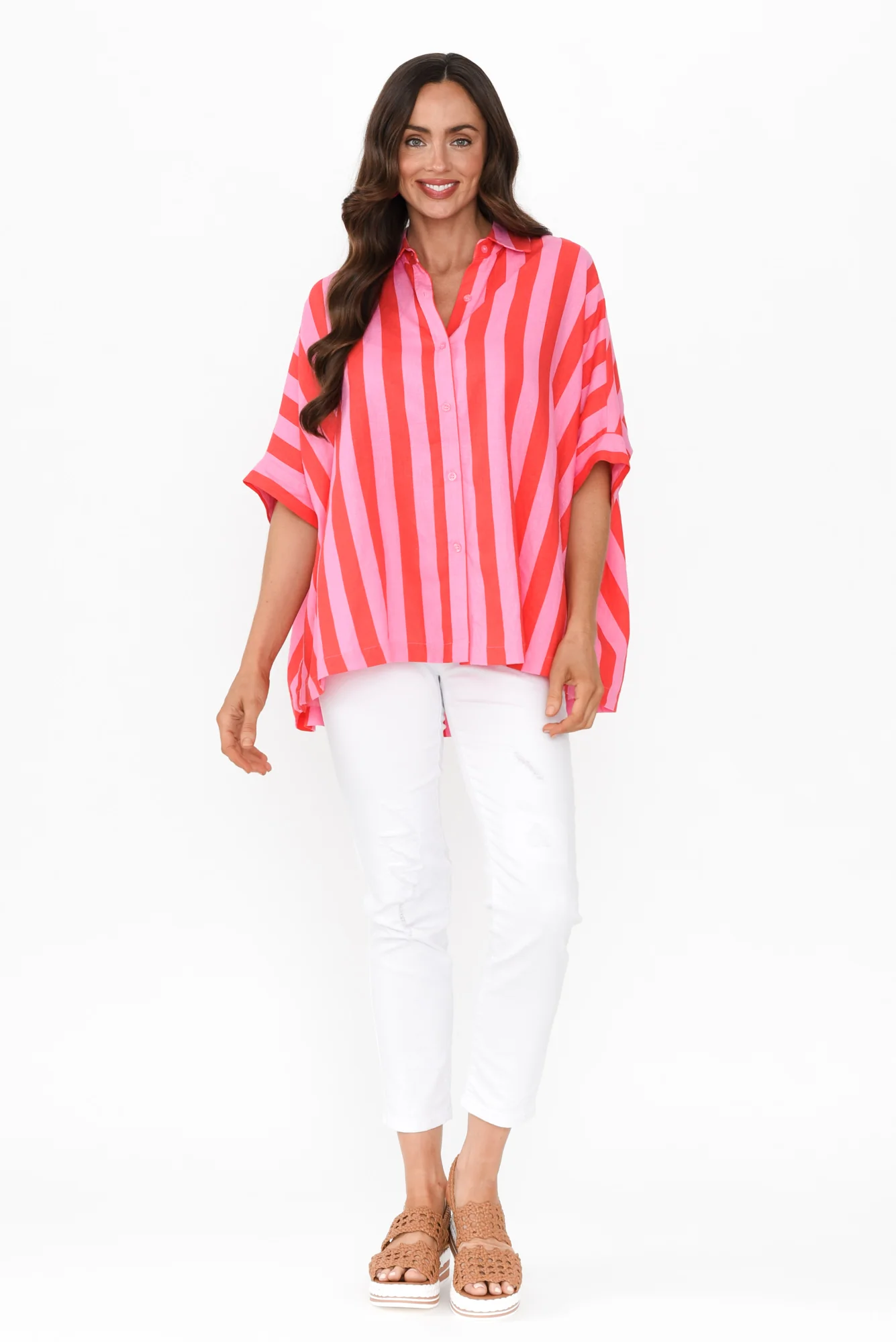 Palermo Pink Stripe Linen Blend Shirt