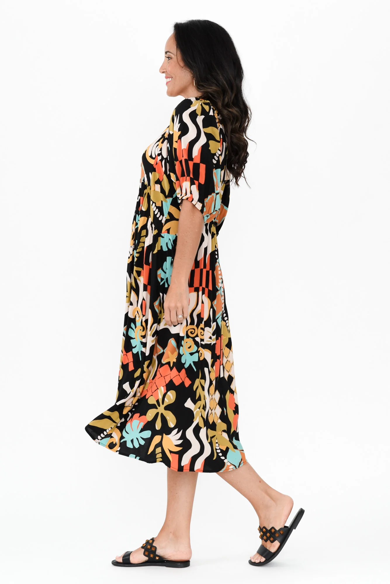 Pansy Black Tile Pocket Dress