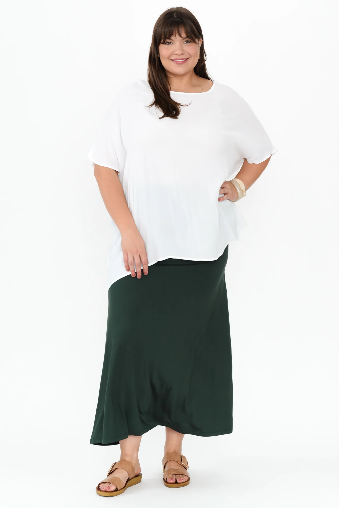 Lana Dark Green Bamboo Maxi Skirt