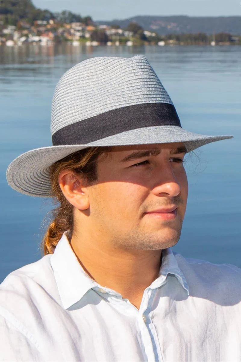 Grey Wide Brim Travel Fedora