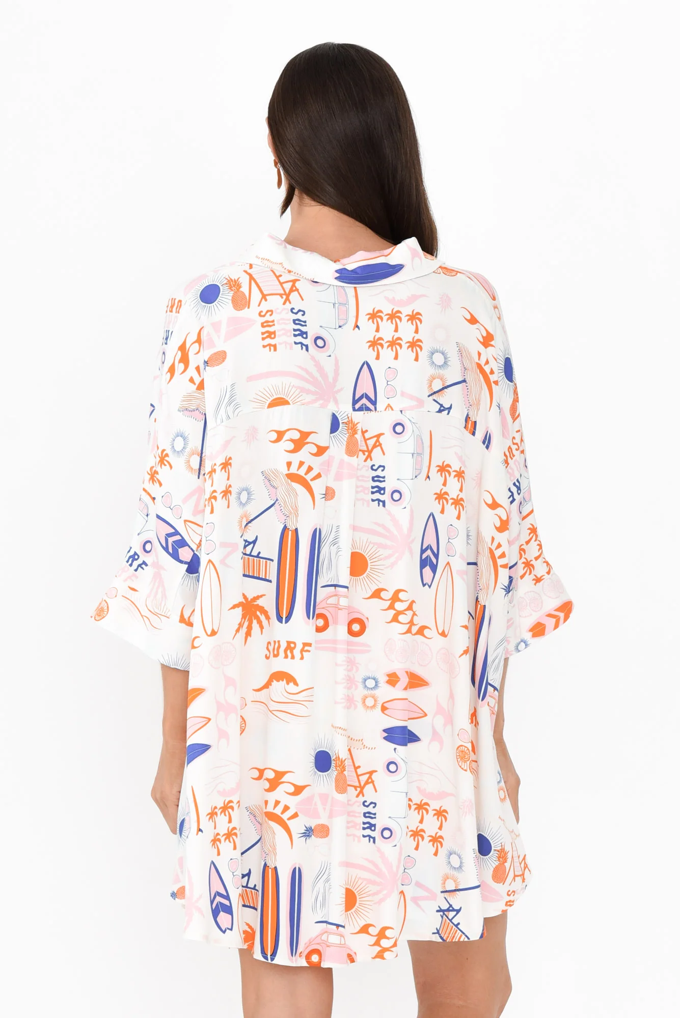 Calisa Orange Surf Collared Shirt