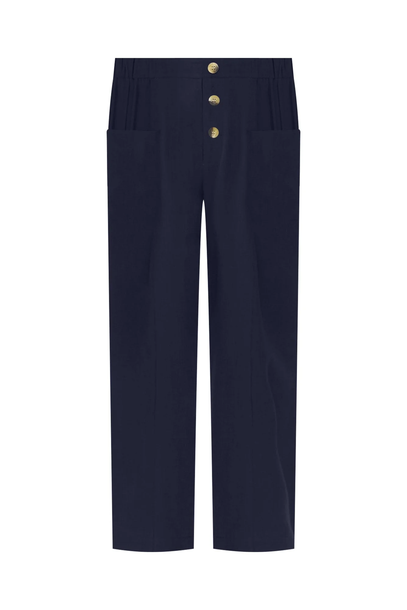 Akemi Navy Cotton Blend Pocket Pants